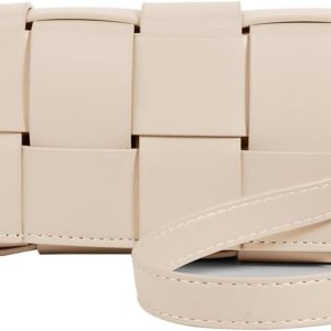 Mini Woven Crossbody Bag for Women, Square Shoulder Handbag Leather Clutch Purse Cute Fanny Packs with Adjustable Belt crossbody bag