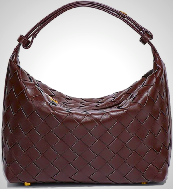 Vegan Leather Woven Hobo Bag – Mini Tote Purse, Braided Underarm Handbag for Women