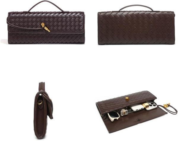 JYG Woven Handbag for Women Fashion Evening Shoulder Bag PU Leather Handmade Clutch Purse Casual Crossbody Bags 2024 woven city