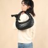 Leather Woven Knot Clutch Dumpling Hobo Top Handle Bag-4