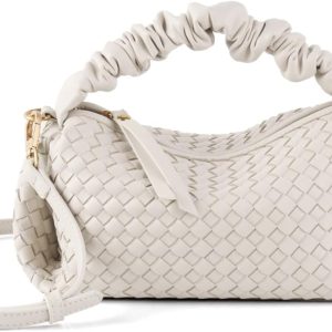 Women's Small Vegan Leather Tote Bag - Compact Woven Shoulder Purse for Daily Use, Retro Handmade Mini Bag vegan