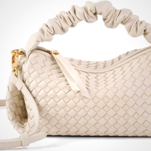 Women's Small Vegan Leather Tote Bag - Compact Woven Shoulder Purse for Daily Use, Retro Handmade Mini Bag