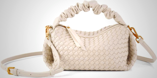 Women's Small Vegan Leather Tote Bag - Compact Woven Shoulder Purse for Daily Use, Retro Handmade Mini Bag