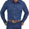 Wrangler Men's Cowboy Cut Western Chambray Snap Long Sleeve Work Shirt-0