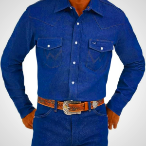 Wrangler Men's Cowboy Cut Western Chambray Snap Long Sleeve Work Shirt
