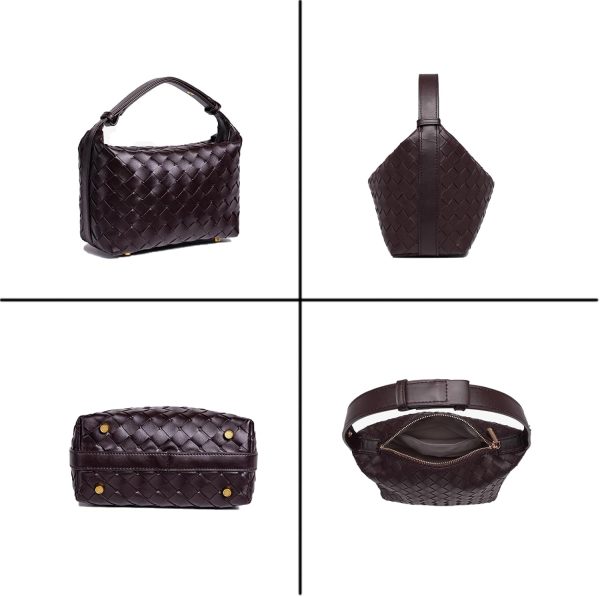 Vegan Leather Woven Hobo Bag – Mini Tote Purse, Braided Underarm Handbag for Women woven city