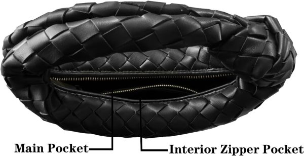 Woven Handbag for Women Knotted Top-Handle Bag Soft PU Leather Hobo Bag Fashion Ladies Evening Clutch-3