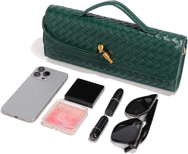 JYG Woven Handbag for Women Fashion Evening Shoulder Bag PU Leather Handmade Clutch Purse Casual Crossbody Bags 2024-3