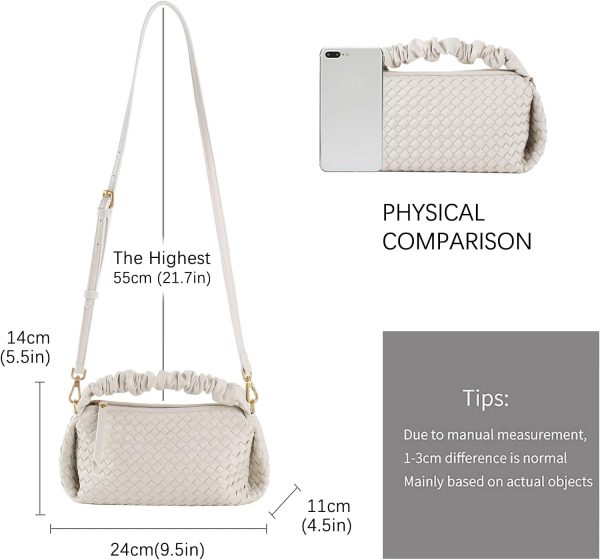 Women's Small Vegan Leather Tote Bag - Compact Woven Shoulder Purse for Daily Use, Retro Handmade Mini Bag-4