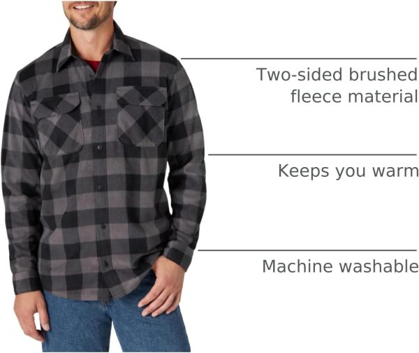 Wrangler Authentics Mens Long Sleeve Heavyweight Fleece Shirt-3