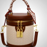 Mini Bucket Crossbody Bag for Women - Vegan Leather Round Shoulder Purse