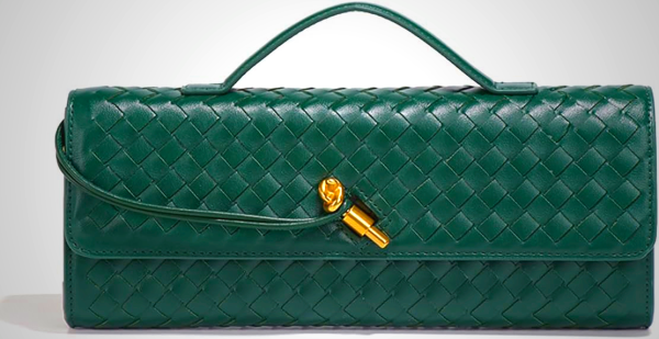 JYG Woven Handbag for Women Fashion Evening Shoulder Bag PU Leather Handmade Clutch Purse Casual Crossbody Bags 2024