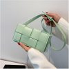 Mini Woven Crossbody Bag for Women, Square Shoulder Handbag Leather Clutch Purse Cute Fanny Packs with Adjustable Belt miniforge