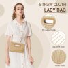 Top Handle Straw Clutch for Women, Raffia Woven Shoulder Crossbody Evening Handbag with Gold Chain clutch bag