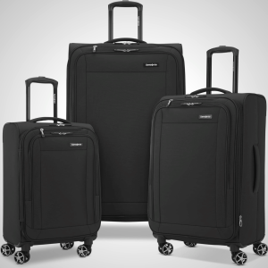 Samsonite Saire LTE Softside Expandable Luggage with Spinner Wheels, Black, 3-Piece Set