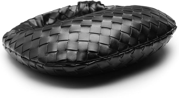 Leather Woven Knot Clutch Dumpling Hobo Top Handle Bag-1