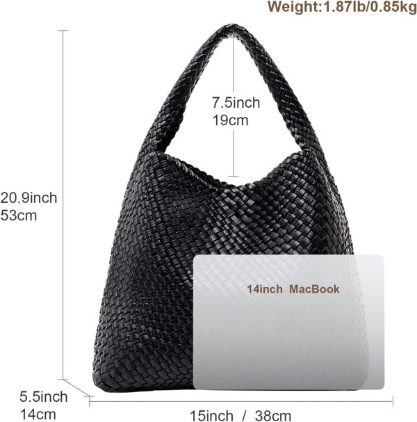Large Woven Tote Bag for Women Weave Purse Woven Leather Handbag-4