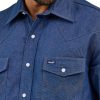 Wrangler Men's Cowboy Cut Western Chambray Snap Long Sleeve Work Shirt-2