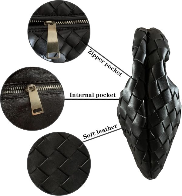 Woven Handbag for Women Knotted Top-Handle Bag Soft PU Leather Hobo Bag Fashion Ladies Evening Clutch handbag