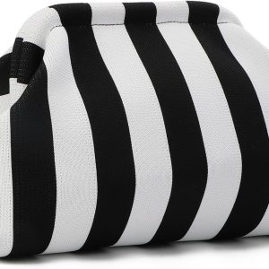 Oweisong Striped Clutch Purse for Women 2025 Summer Vacation Beach Bag Crochet Kiss Lock Evening Handbag clutching