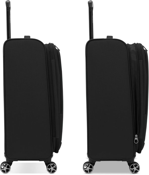 Samsonite Saire LTE Softside Expandable Luggage with Spinner Wheels, Black, 3-Piece Set (Carry On/Medium/Large) expandable segments