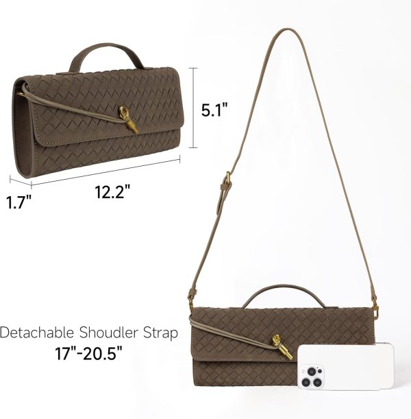 Joryin Woven Purse for Women Evening Clutch Woven Leather Handbags Suede Crossbody Bag Purse Formal Evening Bag evening gown
