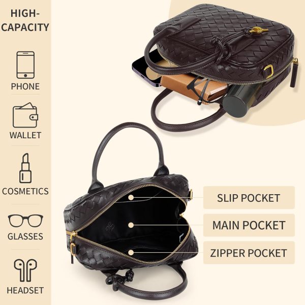 Women's Handmade Woven Top-handle Bag Fashion Leather Shoulder Handbag Crossbody Purse Woven Purse for Women leather jacket