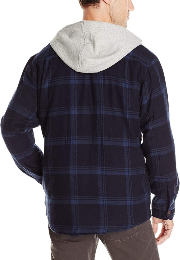 Wrangler Authentics Men's Long Sleeve Quilted Lined Flannel Shirt Jacket with Hood authentics clothing