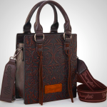Wrangler Embossed Crossbody Purse for Women Top Handle Fringe Handbags and Western Mini Tote