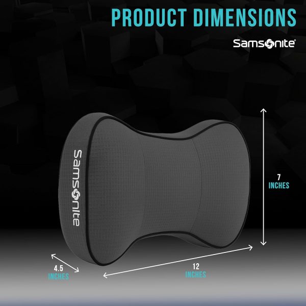 Samsonite Car Neck Pillow – Soft Gel Memory Foam Headrest Cushion for Driving, Ergonomic Design with Adjustable Strap, Breathable & Removable Cover, Provides Neck Pain Relief, Black.-4