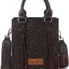 Wrangler Embossed Crossbody Purse for Women Top Handle Fringe Handbags and Western Mini Tote crossbody strap phone