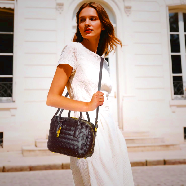 Women's Handmade Woven Top-handle Bag Fashion Leather Shoulder Handbag Crossbody Purse Woven Purse for Women