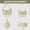 Vegan Leather Woven Tote Bag, Leather Braided Purse Clutch Purse, Woven Top-Handle Shoulder Handbag Crossbody Bag woven fabric