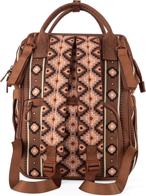 Wrangler Aztec Backpack Organized Daypack Travel Baby Bag with Stroller Strap and Side Bottle Pockets WG2204-9110CM-3