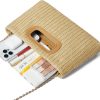 Top Handle Straw Clutch for Women, Raffia Woven Shoulder Crossbody Evening Handbag with Gold Chain-3
