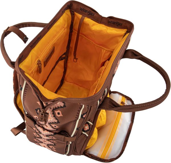 Wrangler Aztec Backpack Organized Daypack Travel Baby Bag with Stroller Strap and Side Bottle Pockets WG2204-9110CM-2