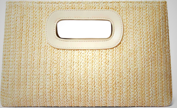 Top Handle Straw Clutch for Women, Raffia Woven Shoulder Crossbody Evening Handbag with Gold Chain