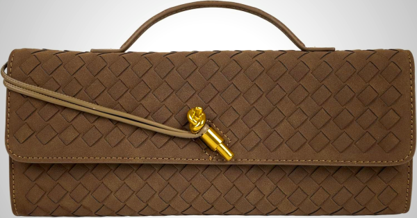 Joryin Woven Purse for Women Evening Clutch Woven Leather Handbags Suede Crossbody Bag Purse Formal Evening Bag