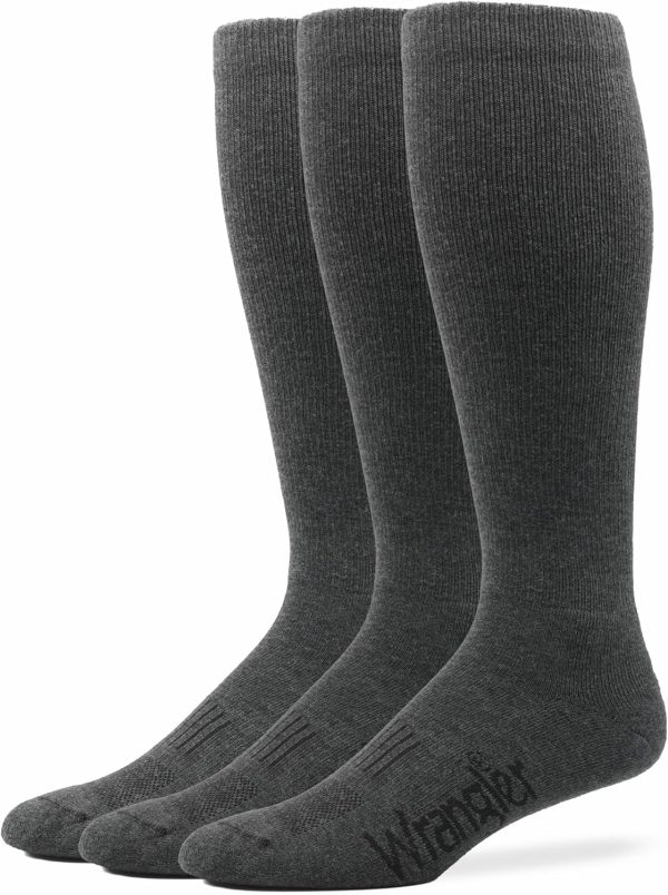 Wrangler Mens Ultra Dri Seamless Toe Western Boot Socks 3 Pair Pack-0