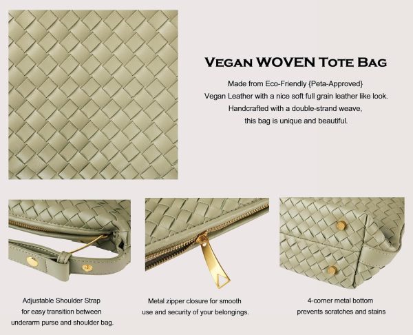 Vegan Leather Woven Tote Bag, Leather Braided Purse Clutch Purse, Woven Top-Handle Shoulder Handbag Crossbody Bag-4