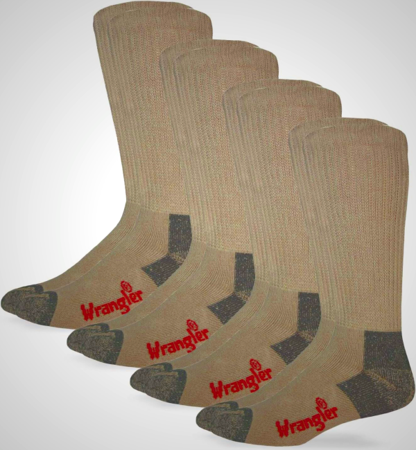 Wrangler mens Riggs Men's Non-binding Boot Work Cotton Cushion Smooth Toe Socks 4 Pair Pack