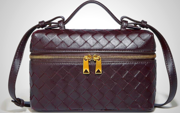 Trendy Woven Crossbody Purse Bag for Women Cute Shoulder Bag Square Box Bags Mini PU Leather Top Handle Purses Handbag