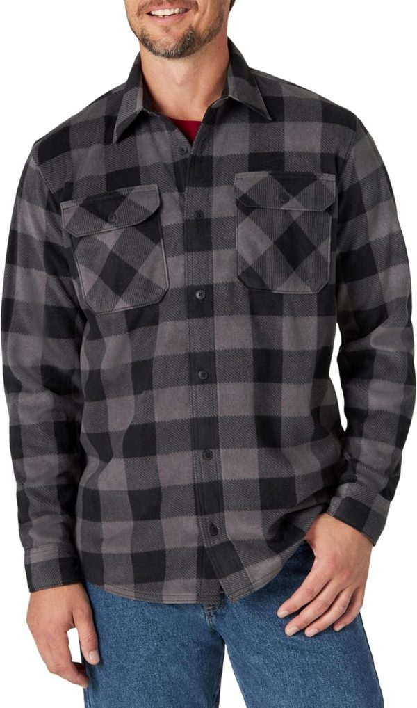 Wrangler Authentics Mens Long Sleeve Heavyweight Fleece Shirt-0