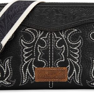 Wrangler Wristlet Wallets Western Wallet for Women Floral Tooled Womens Wallet Boot Stitch Purses-0