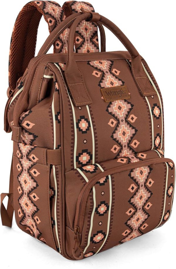 Wrangler Aztec Backpack Organized Daypack Travel Baby Bag with Stroller Strap and Side Bottle Pockets WG2204-9110CM-0