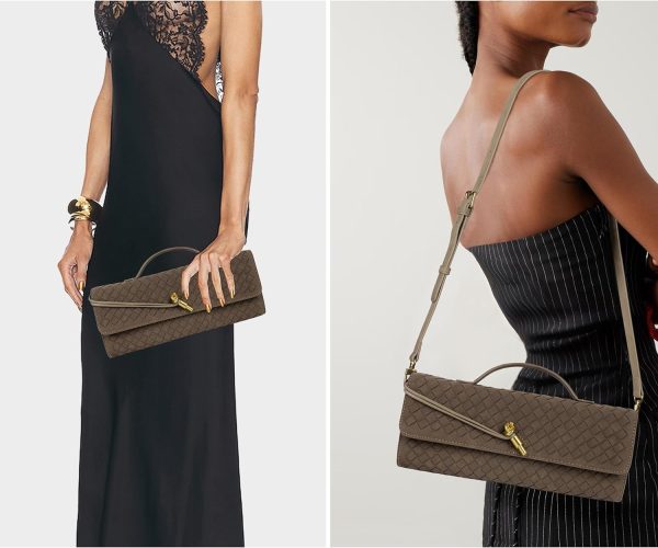 Joryin Woven Purse for Women Evening Clutch Woven Leather Handbags Suede Crossbody Bag Purse Formal Evening Bag formula 1