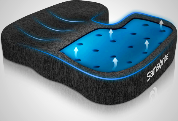 Samsonite Gel Infused Seat Cushion – Ergonomic Support for Office, Car, Gaming Chairs