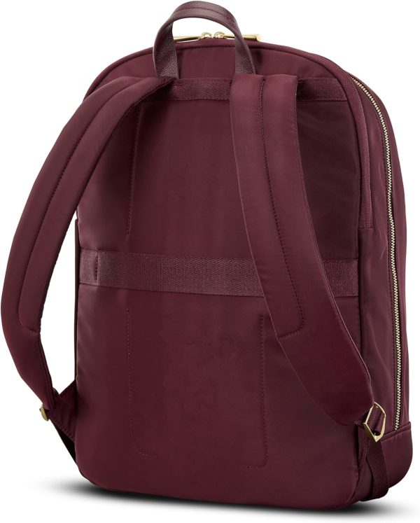 Samsonite Mobile Solutions 2 Essential Backpack - Work & Commuter Backpack with Padded Laptop Compartment, Front Zip Pocket with Key Leash, Water Bottle Sleeve, StackIt™ Strap - Merlot samsonite backpack