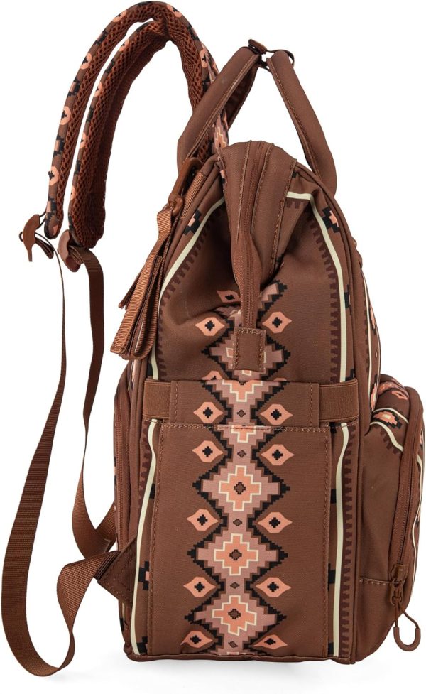 Wrangler Aztec Backpack Organized Daypack Travel Baby Bag with Stroller Strap and Side Bottle Pockets WG2204-9110CM-4