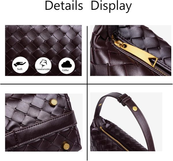 Vegan Leather Woven Hobo Bag – Mini Tote Purse, Braided Underarm Handbag for Women vegan